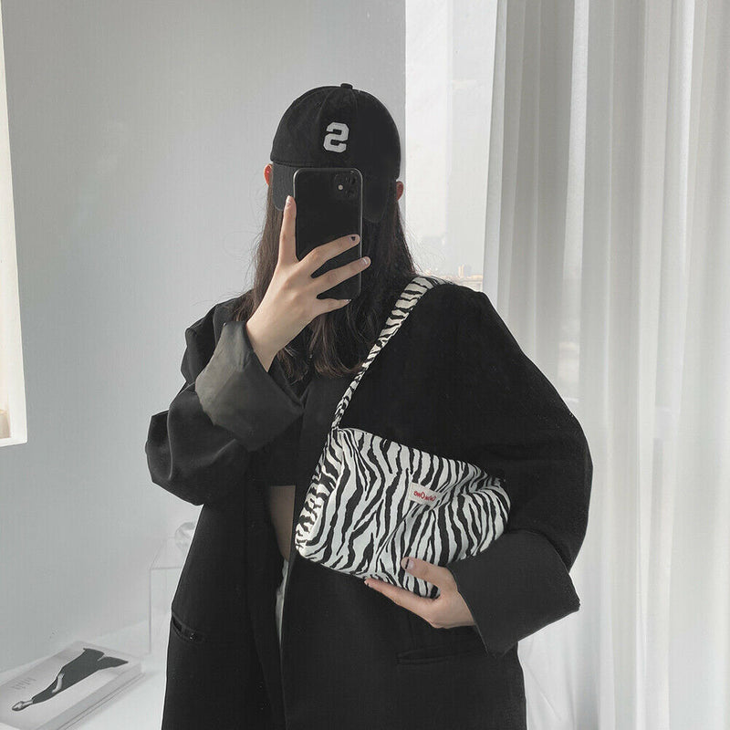 Fashion Animal Zebra Printed Clutches Purse Travel Street Underarm Shoulder Bags