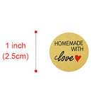 500Pcs Natural Kraft Homemade with Love Stickers in Roll with Perforation L