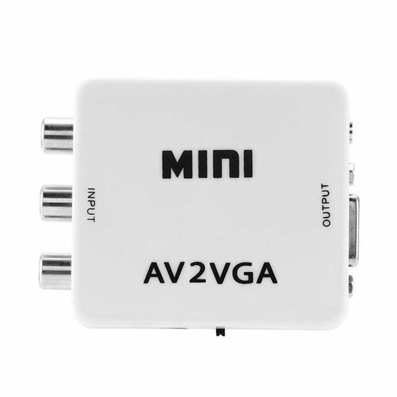 1Pc New Mini HD AV2VGA Video Converter Box AV RCA CVBS to VGA Video HDTV Adapter