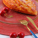 4pcs Round Cotton Weave Placemat Dining Table Mat Disc Pads Insulation Bowl Pad