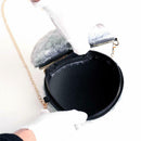Small Round Messenger Bags Women Plush Shoulder Crossbody Handbags (Gray)