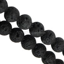 Natural Black Lava Rock Stone Spong Round Loose Beads For Jewelry Making