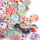 100pcs Mixed Flower Wooden Sewing Buttons for Scrapbooking 2 Holes 25mm