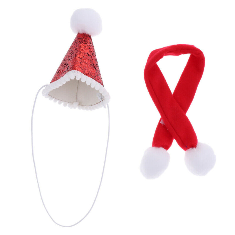 Charming Cone Red Hats For Pets Dogs Cats Birthday Party Hats with Neckerchief