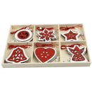 DIY Christmas Hanging Snowflakes Star Tree Wooden Pendant Ornament (18pcs) A