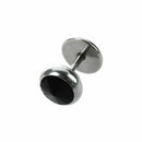 Earrings stainless steel rhinestone black man round 10mm L6Q6