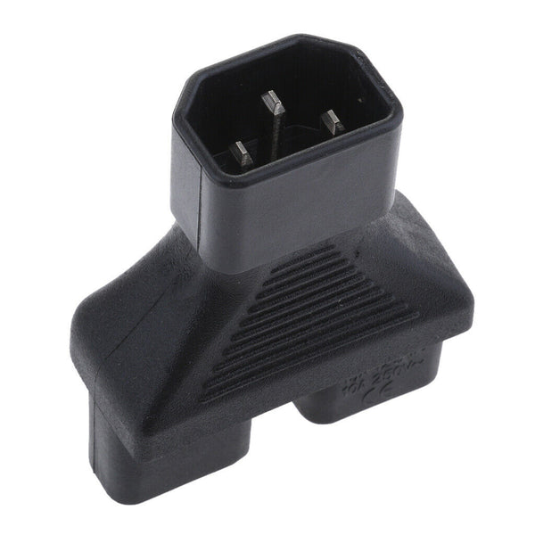 IEC320 C14 Right Angle C13 Male Dual To Female Power Adapter Y Splitter