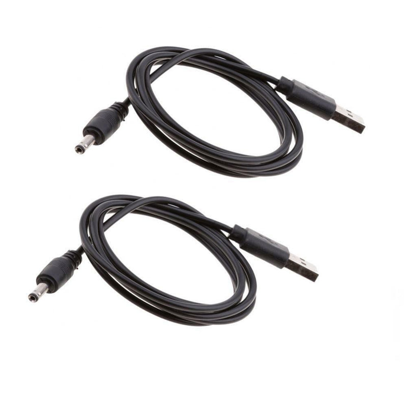 2pcs USB to 3.5x1.35mm Barrel Connector 5V DC Power Cable Jack Male, 1m/3ft