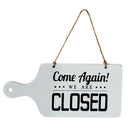 Open Closed Sign Welcome Wood Hanging Plaque for Door Window Bar Cafe White
