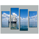 Set 4Pcs Canvas Art Wall Pictures Blue Sky and Ship Scenery Landscape Print