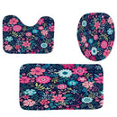 4Pcs Home Bathroom Decor Set Pink Flowers Pattern Toilet Seat Cover Bath Ma
