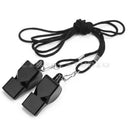 Football-Soccer Sports-Plastic Referee Whistle Black Lanyard Emergency Survivals