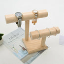 2-Tier Wooden T-Bar Jewelry Bracelet Watch Bangle Necklace Display Holder S