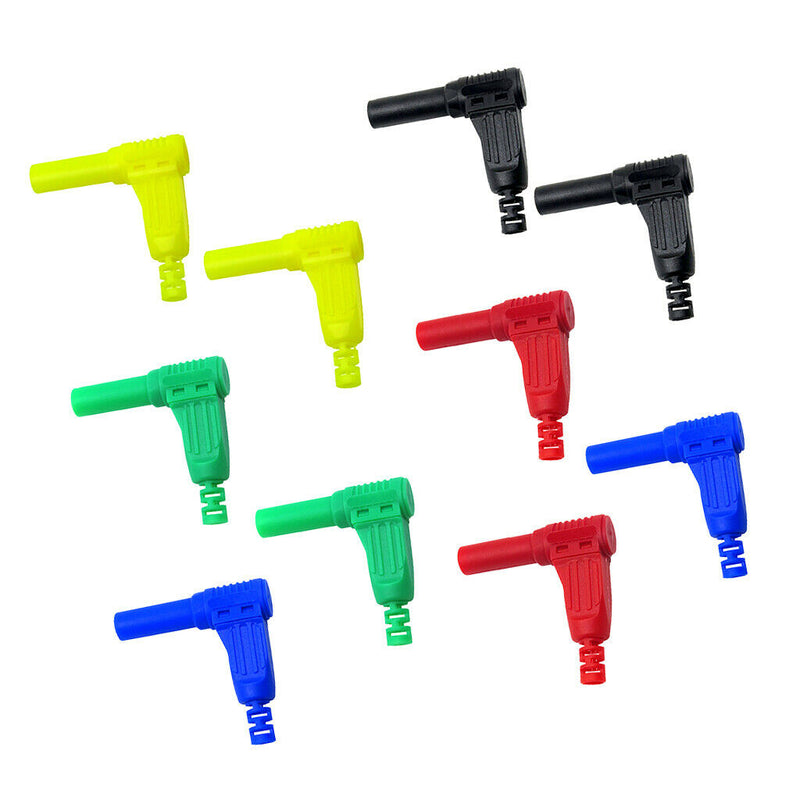 10PCS 4mm 90 degree Right Angle Connectors Banana Plug Adapters 32A 1000V (Red,