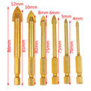 6Pcs Ceramic Tile Glass Drill Bits 1/4" Hex Shank Set for Chucks Bit Holder 4-%!
