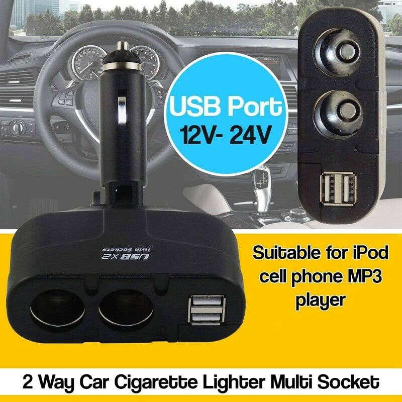 Multi Car Cigarette Socket 2-Way Lighter Splitter Charger Power Adapter Dua H7M7