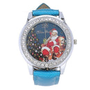 ZhouLianFa Women Blue Artificial Leather Christmas Father Tree Rhinestone Q P5H3