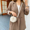 Women Small Round Shoulder Handbag Leather Stone Pattern Totes Bag (Beige) A