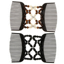 2Pcs  Wood Beads Double Hair Comb Clip Stretchy Thick Hair Clip Combs Girls