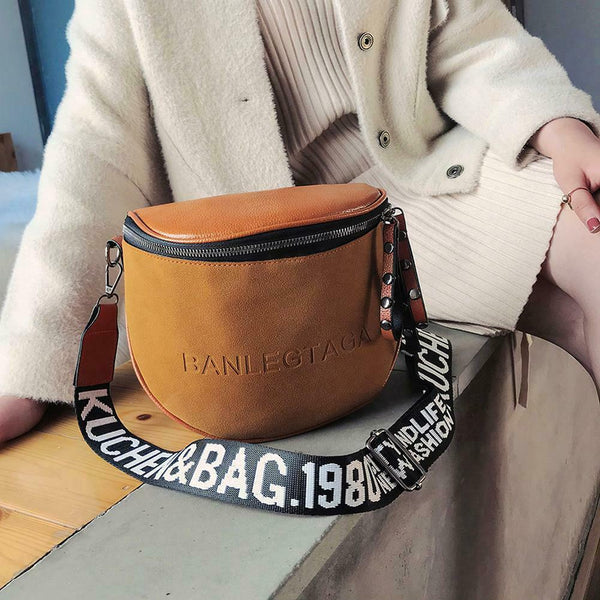 Fashion Crossbody Bag Women PU Leather Shoulder Saddle Bags (Light Brown)