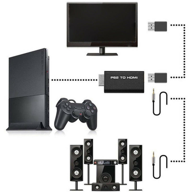 PS2 to HDMI Video Converter AV Adapter 3.5mm Audio Output HDMI Connecto ï¼D