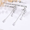 Fashion Leaf Zircon Tassel Long Earrings Drop Dangle Women Stud Jewelry Gift US~