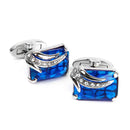Men Fashion Blue Crystal Cufflink Shirt Suit Cuff Links Wedding Jewelry Gift