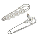 2pcs Fashion Safety Pin Womens Crystal Brooch Imitation Pearls Brooches