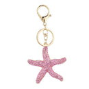 Pretty Sparkling Starfish Keychain Keyring Crystal Rhinestones Purse Pendan E9S4