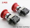 2PCS Emergency Stop Switch Red 600V 1 NC 10A Contacts  E-stop Twist Release lj
