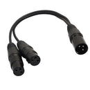 2X XLR Y-Splitter Cable, 3Pin Male Plug To Dual Female Microphone Cable 1ft