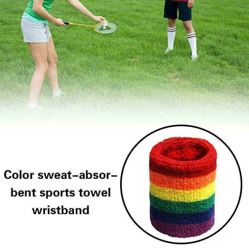 Breathable Warm Bracers Rainbow Wrap Hand Badminton Wristband Unisex K5Y9