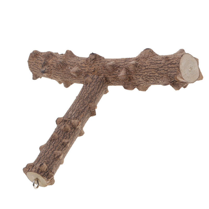 T-shape Wood Pet Parrot Perch Stand With Hook,