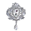 Rhinestone Alloy Brooch Crown Glass Women Corsage Badges Jewelry (White)