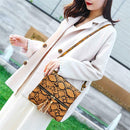 Fashion Serpentine Messenger Bag Women PU Leather Shoulder Handbag (Yellow) A