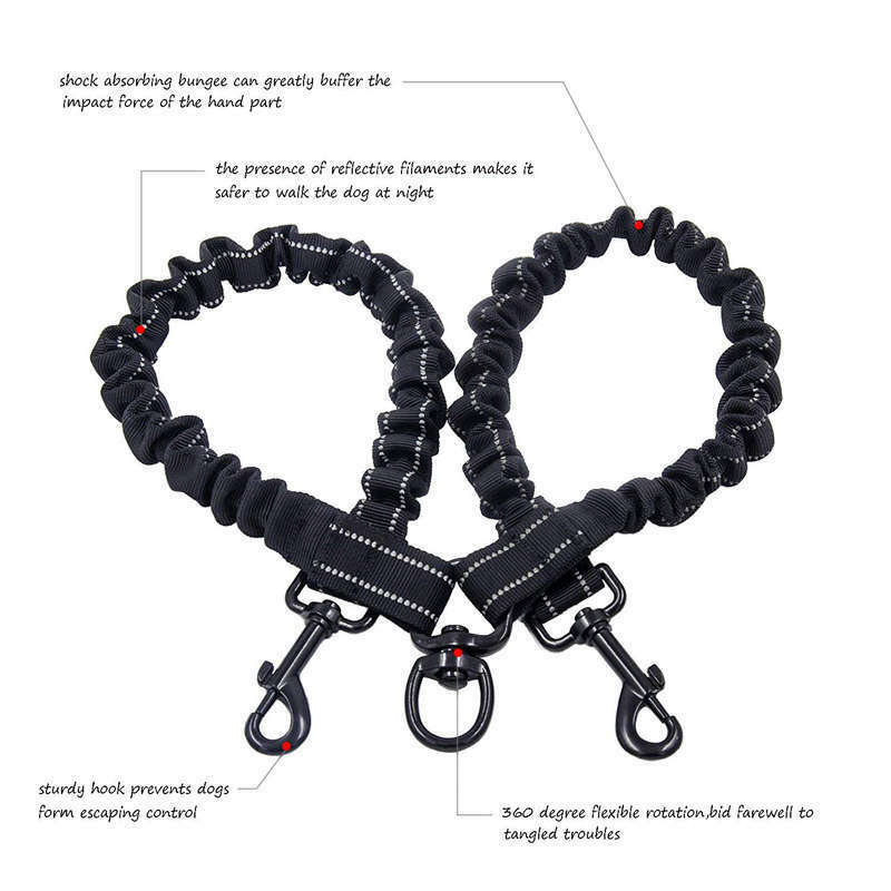 Double Dual Dog Leash,No Tangle Dog Lead With Padded Handle For Two Dogs T2U6