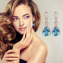 Water Drop Earrings Crystal Pendant Necklace Set Women Wedding Jewelry Gift