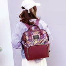 Mummy Maternity Backpacks Plant Print Baby Diaper Shoulder Bags (Purple) A