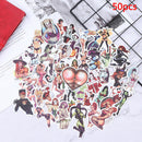 50Pcs/bag Pvc Waterproof Sexy beauty Girls Stickers For Skateboard Luggage De 3C
