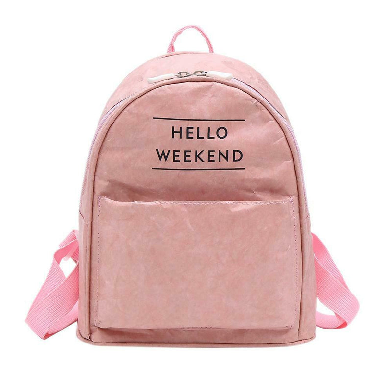 Kraft Paper Backpack Women Waterproof Travel Shoulder Schoolbags (Pink) A