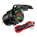 Quick Charge Car Charger Socket QC3.0 Socket LED Voltmeter Boat Black+Red