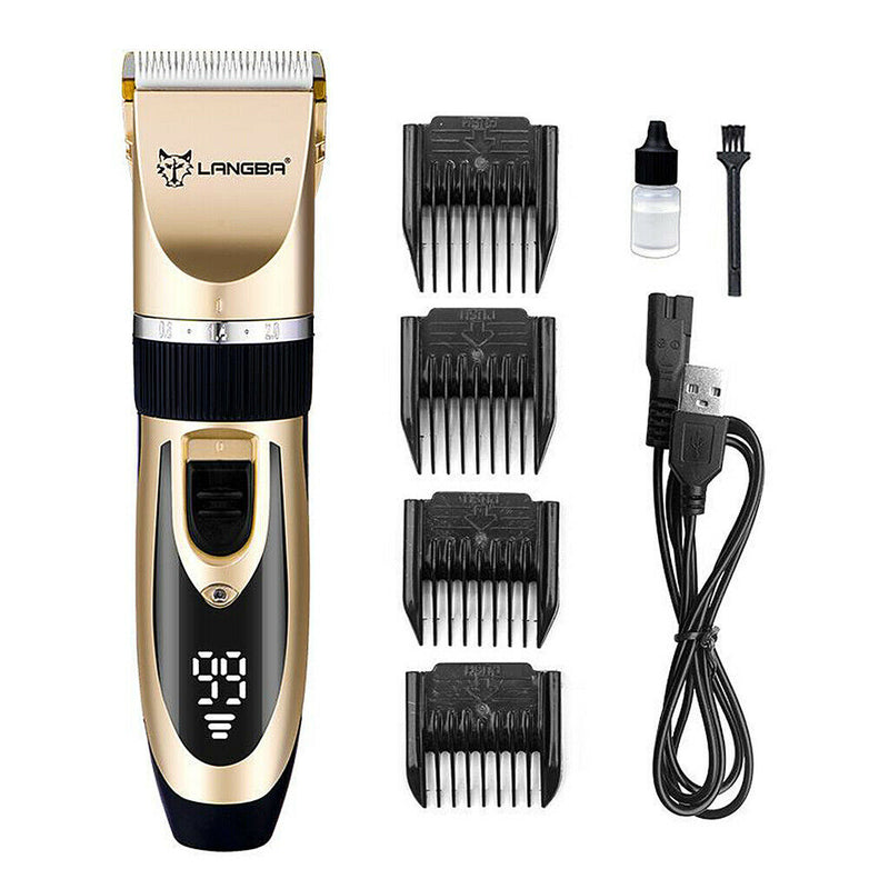 Cordless USB Electric Pet Hair Trimmer Kit Mute Grooming Clipper Cats Shaver