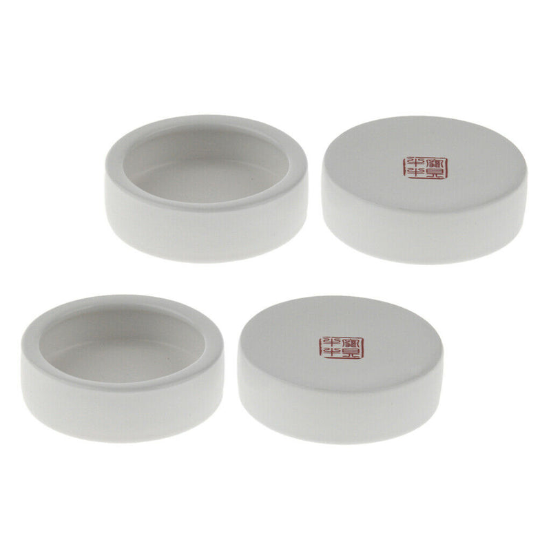 4Pcs Ceramics Reptile Rock Food and Water Dish (White 6.7x2cm)