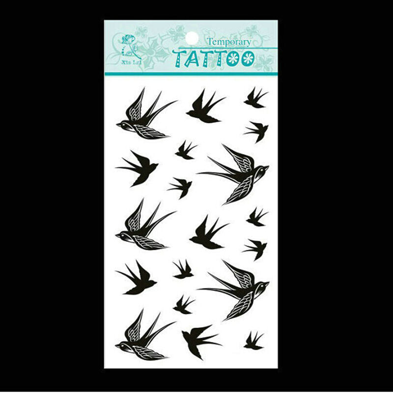2pcs Swallow Bird Flash Removable Waterproof Temporary Tattoo Stickers Body `US