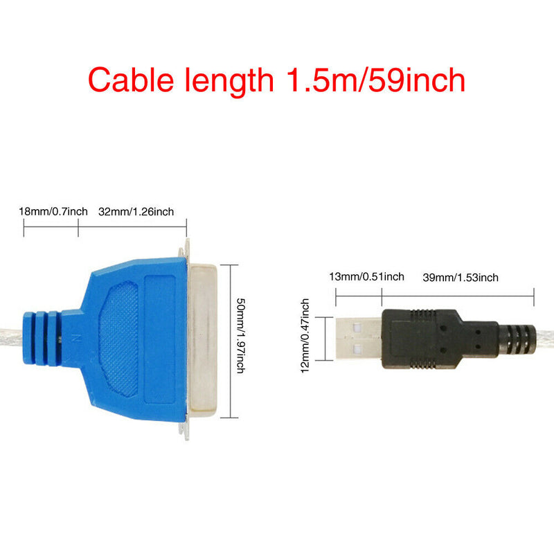1.5m Printer Cable Parallel Port For Notebooks Converter USB To IEEE 1284 CN36