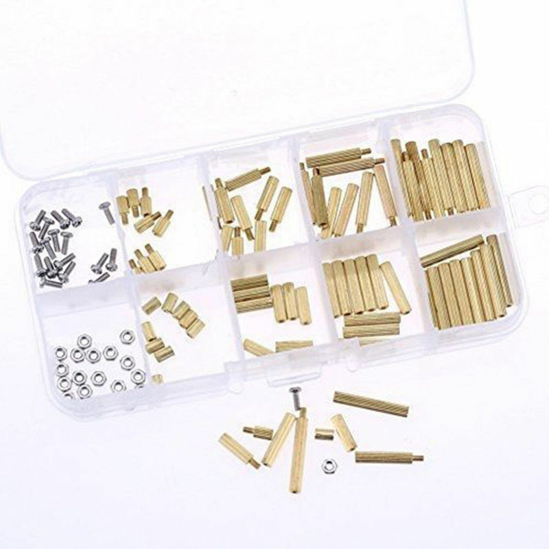 120Pcs M2 Male Female Brass Spacers Standoff PCB Board Screw Nut Assortment New