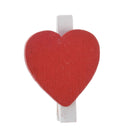 50 Pcs Red Heart Accent White Wooden Spring Clothespins Memo Clips F4Z5