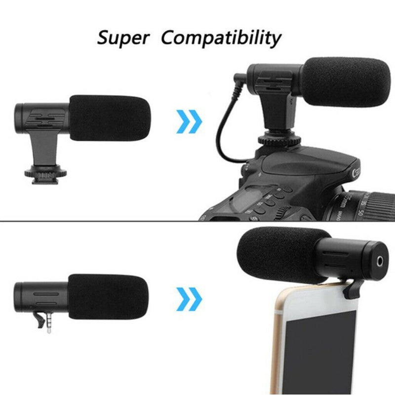 Vlogging Video Camera Microphone Condensor Directional Mic Smartphone Mic