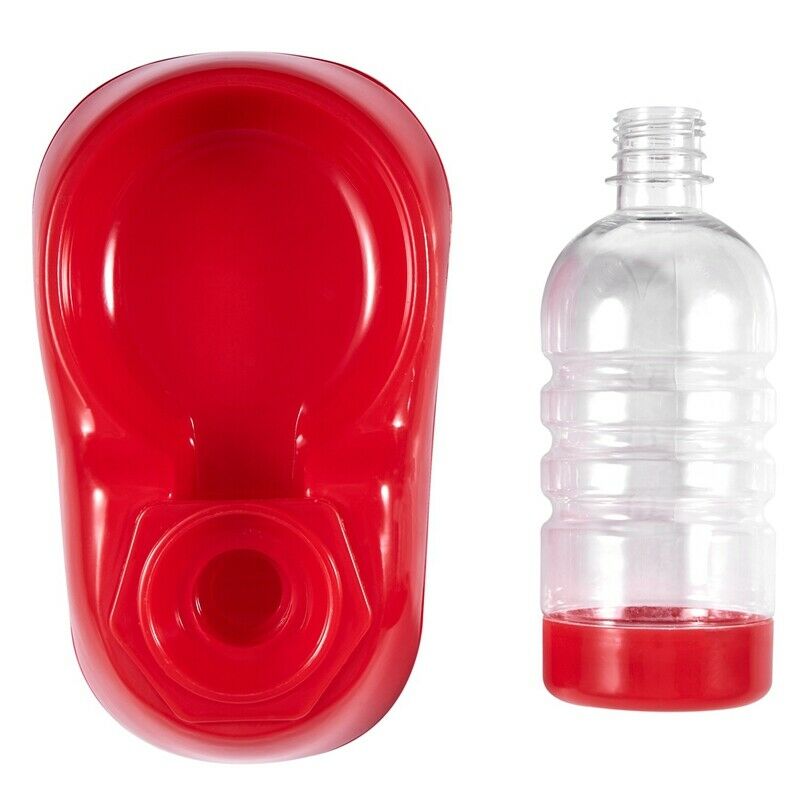 Pet Dog Cat Water Drinking Feeding Fountain Bottle Red A8Y9