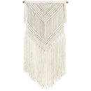 Boho Macrame Woven Wall Hanging Beige 16 X 36 Inch Modern Bohemian Tapestry